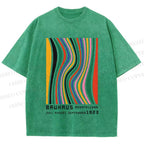 Unisex Bauhaus Multicolor Line Printed Washed Tee