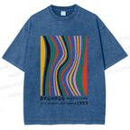 Unisex Bauhaus Multicolor Line Printed Washed Tee