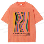 Unisex Bauhaus Multicolor Line Printed Washed Tee