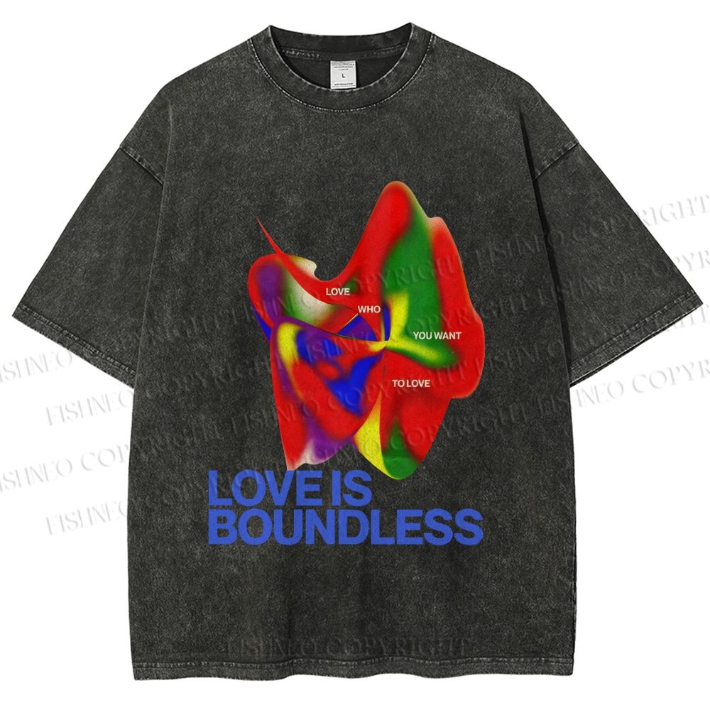 Unisex Pride Love is Boundless Printed Washed Tee