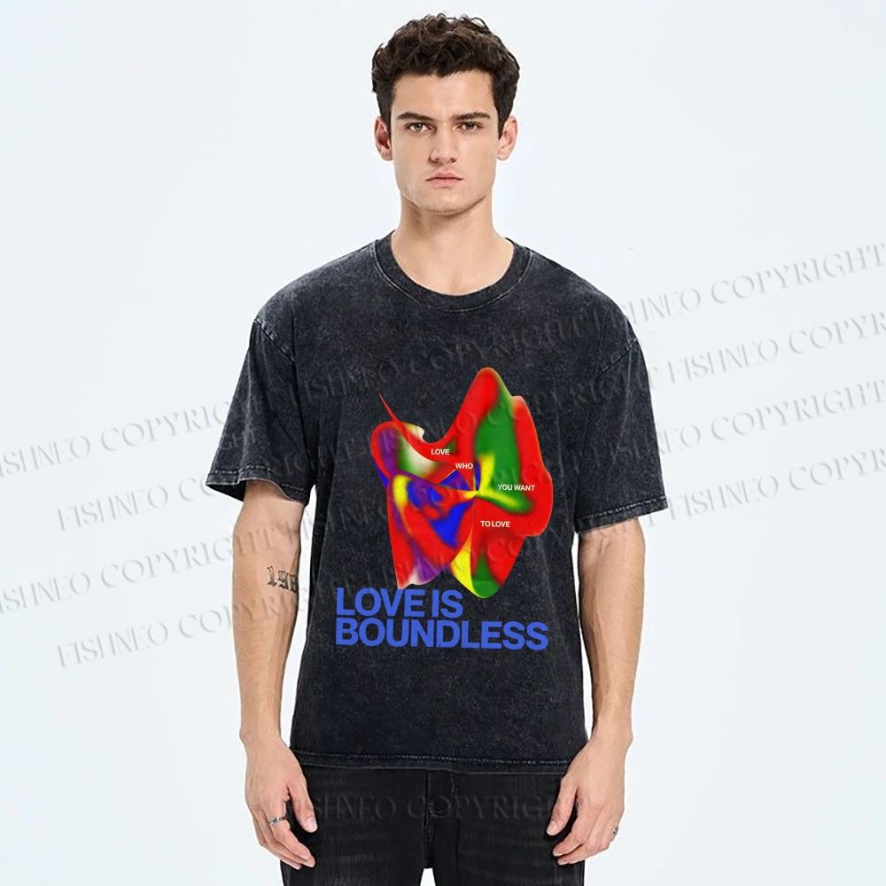 Unisex Pride Love is Boundless Printed Washed Tee