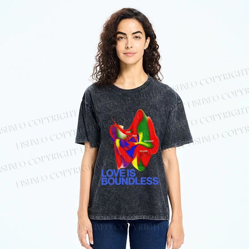 Unisex Pride Love is Boundless Printed Washed Tee