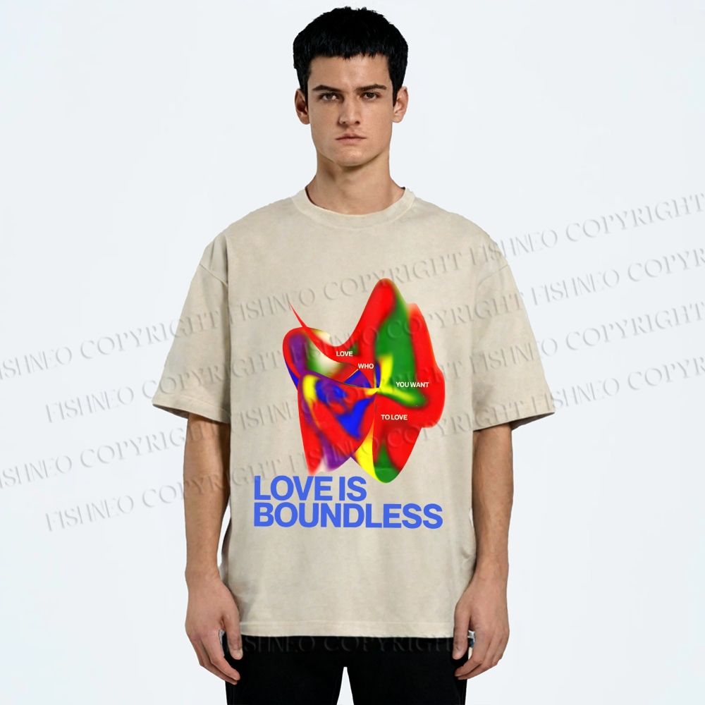 Unisex Pride Love is Boundless Printed Washed Tee