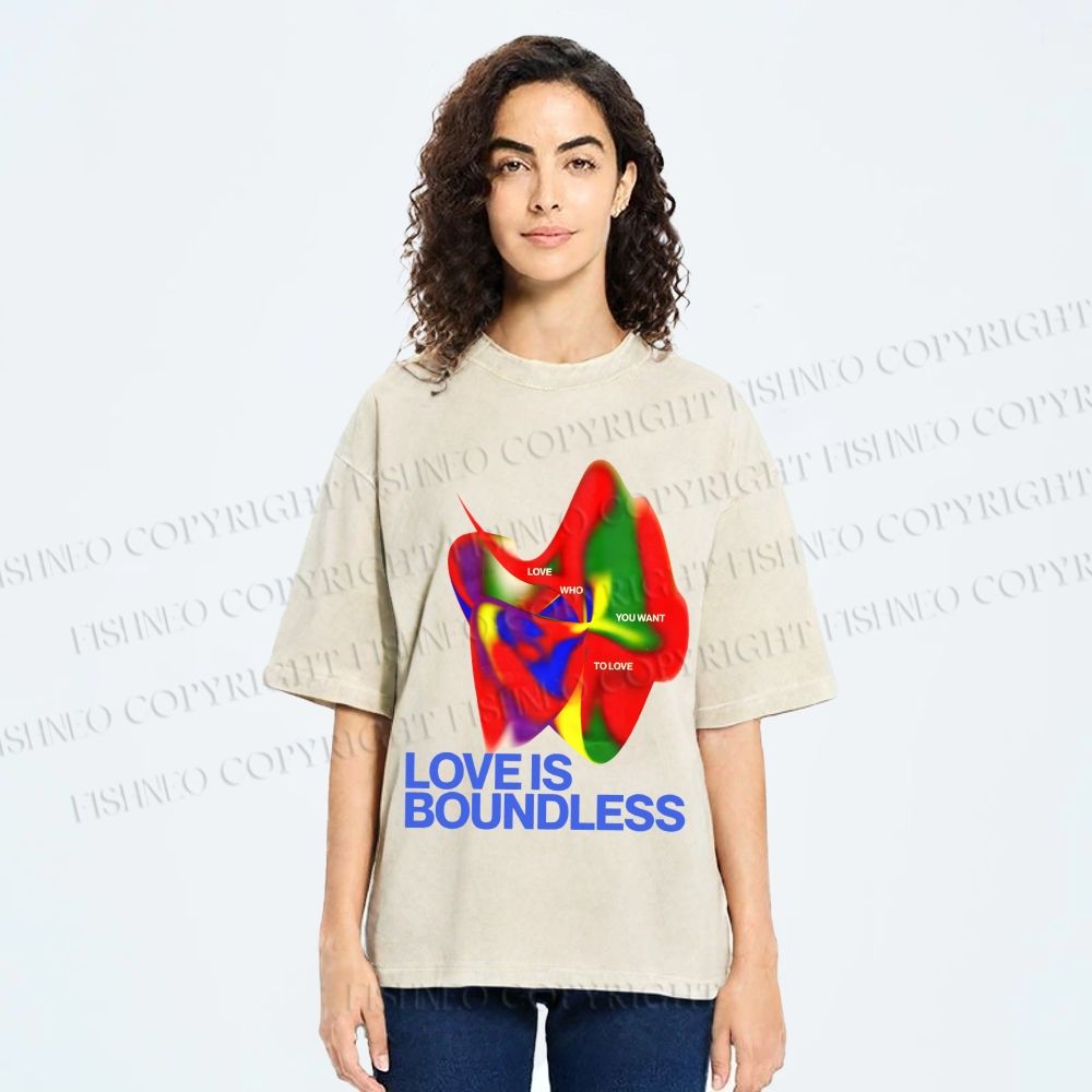Unisex Pride Love is Boundless Printed Washed Tee
