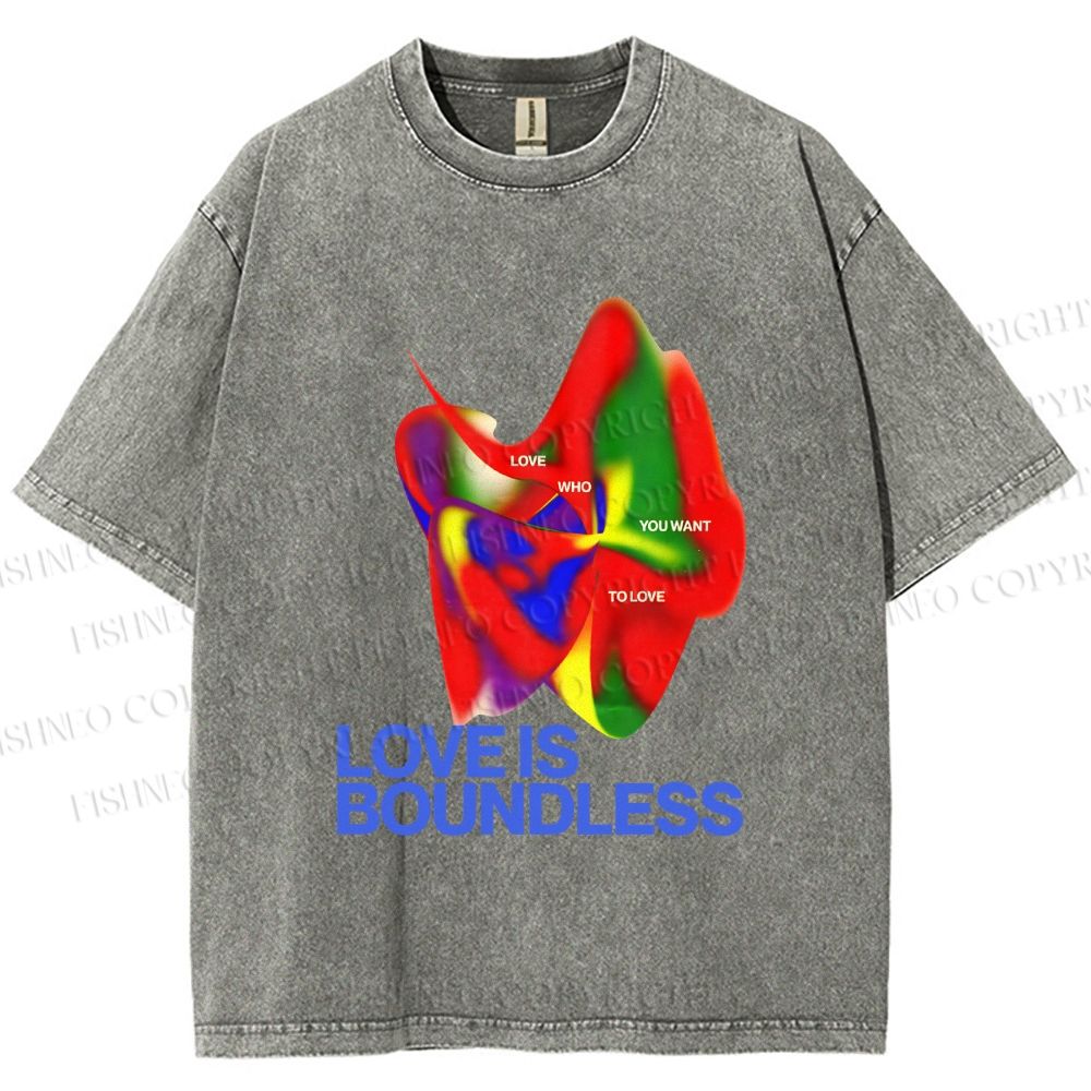 Unisex Pride Love is Boundless Printed Washed Tee