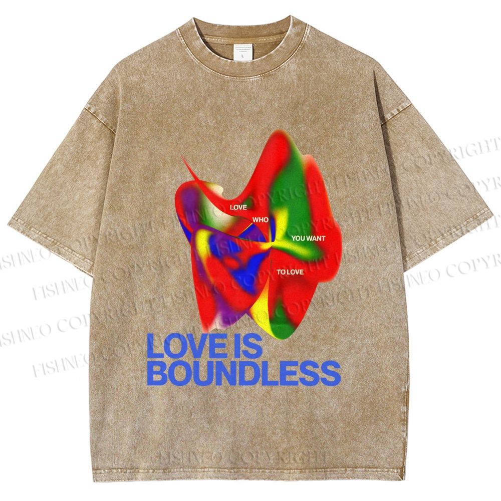 Unisex Pride Love is Boundless Printed Washed Tee