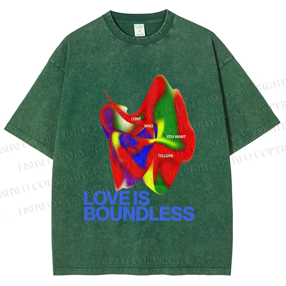 Unisex Pride Love is Boundless Printed Washed Tee