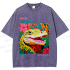 Unisex Yayoi Kusama Crocodile Printed Washed Tee