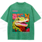 Unisex Yayoi Kusama Crocodile Printed Washed Tee