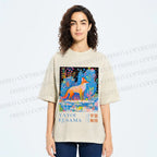 Unisex Yayoi Kusama Fox Printed Washed Tee