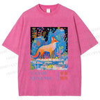 Unisex Yayoi Kusama Fox Printed Washed Tee