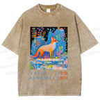 Unisex Yayoi Kusama Fox Printed Washed Tee
