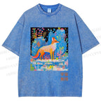 Unisex Yayoi Kusama Fox Printed Washed Tee