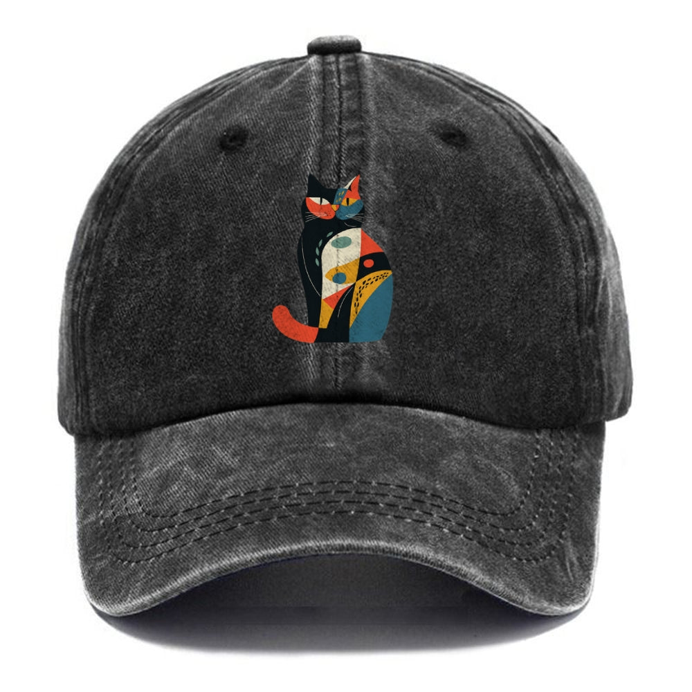 Abstract Elegance Colorful Cat Washed Cap