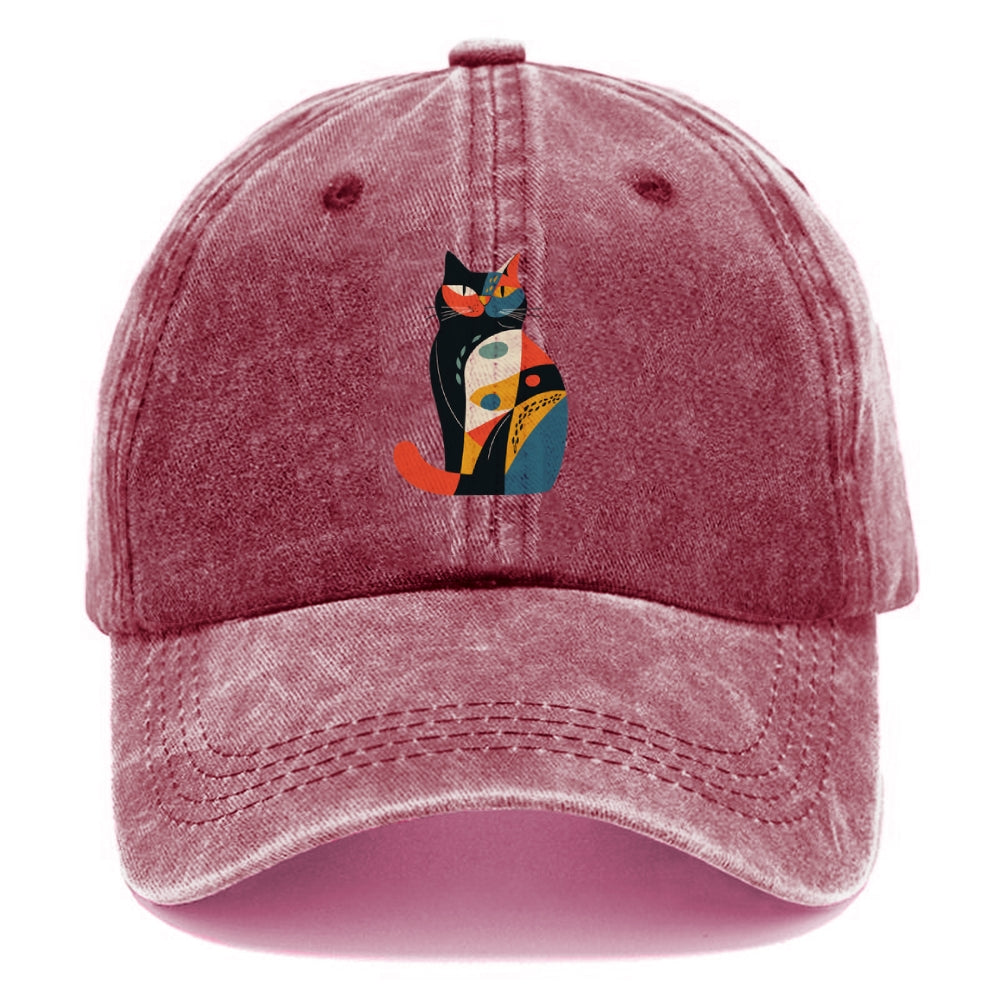 Abstract Elegance Colorful Cat Washed Cap
