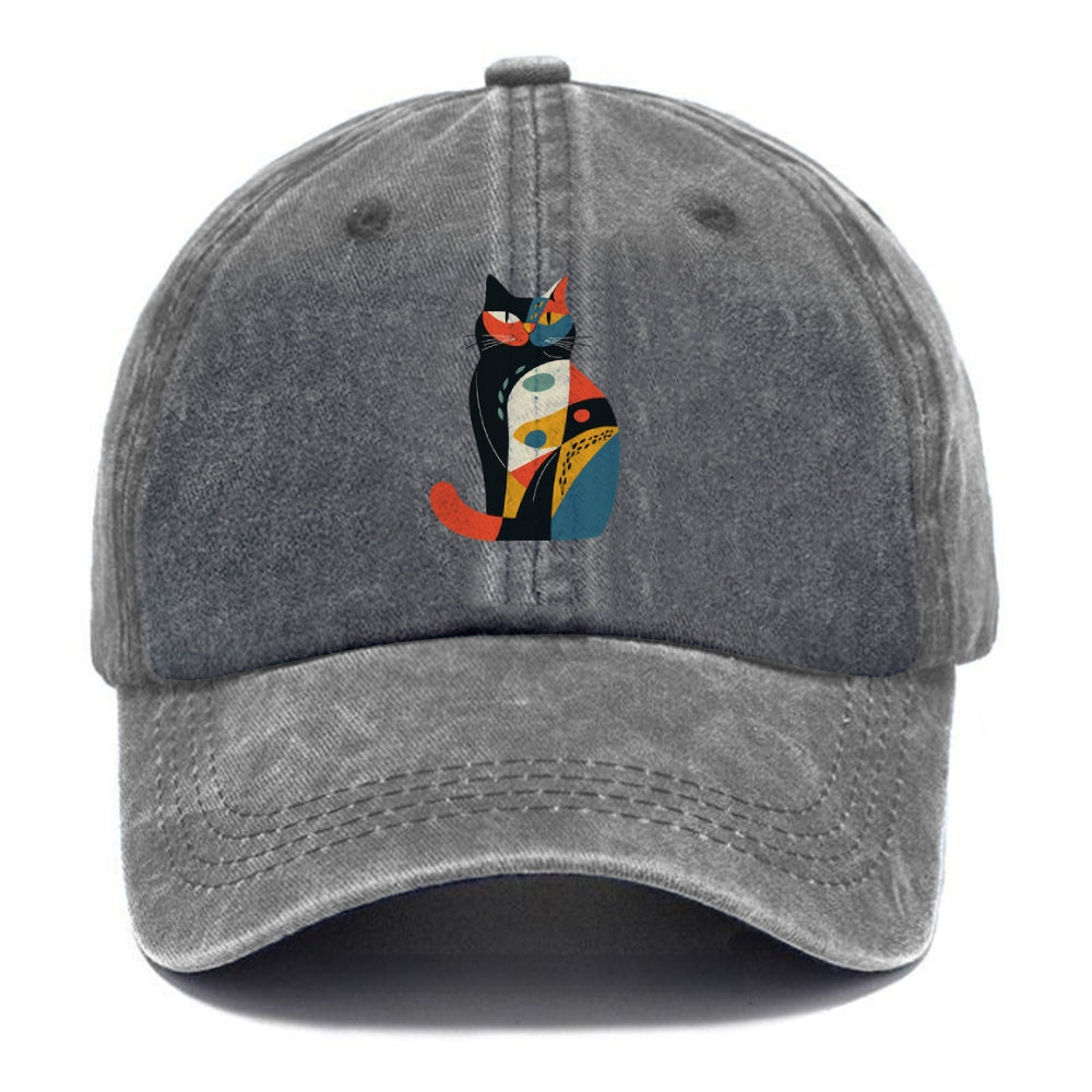 Abstract Elegance Colorful Cat Washed Cap