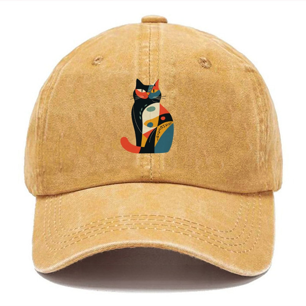 Abstract Elegance Colorful Cat Washed Cap