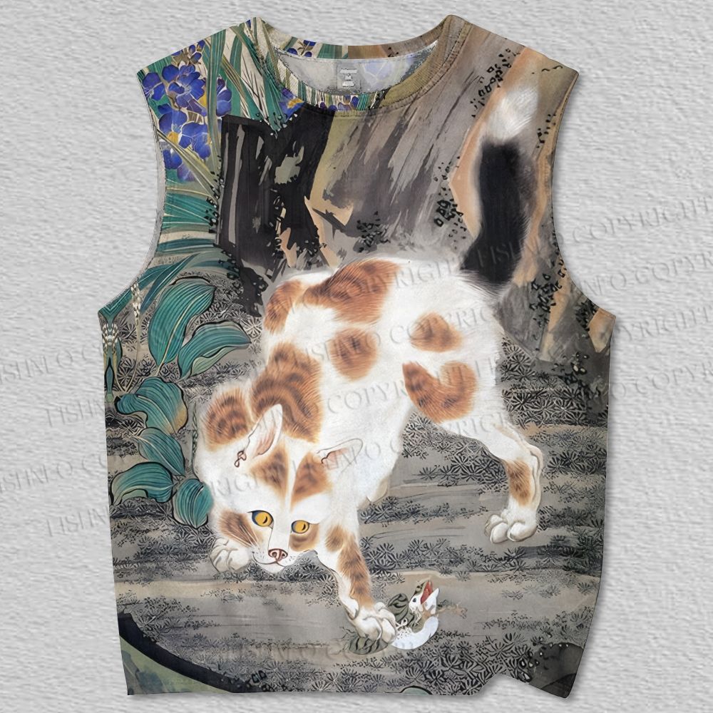 Unisex Cat Printed Tank Top