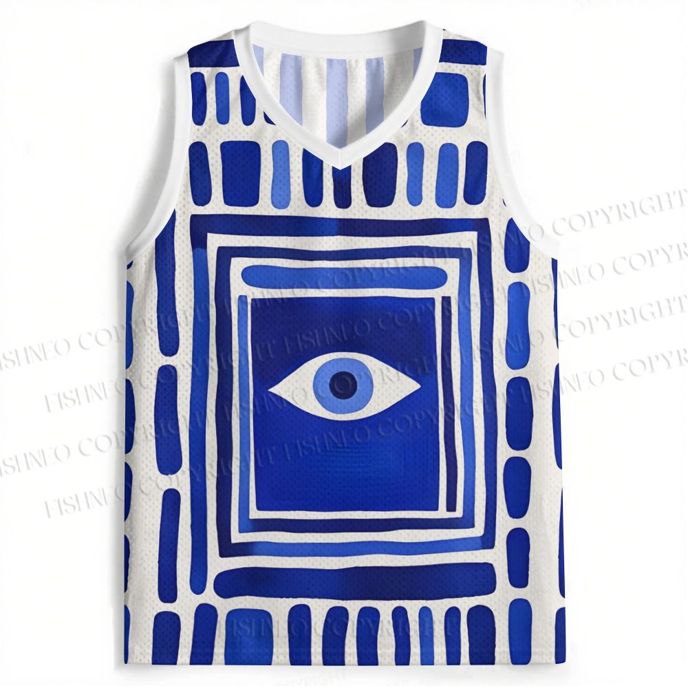 Geometric Eyes Printed Jersey Tank