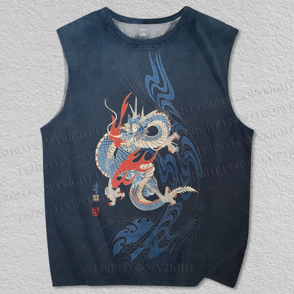Unisex Dragon Printed Tank Top