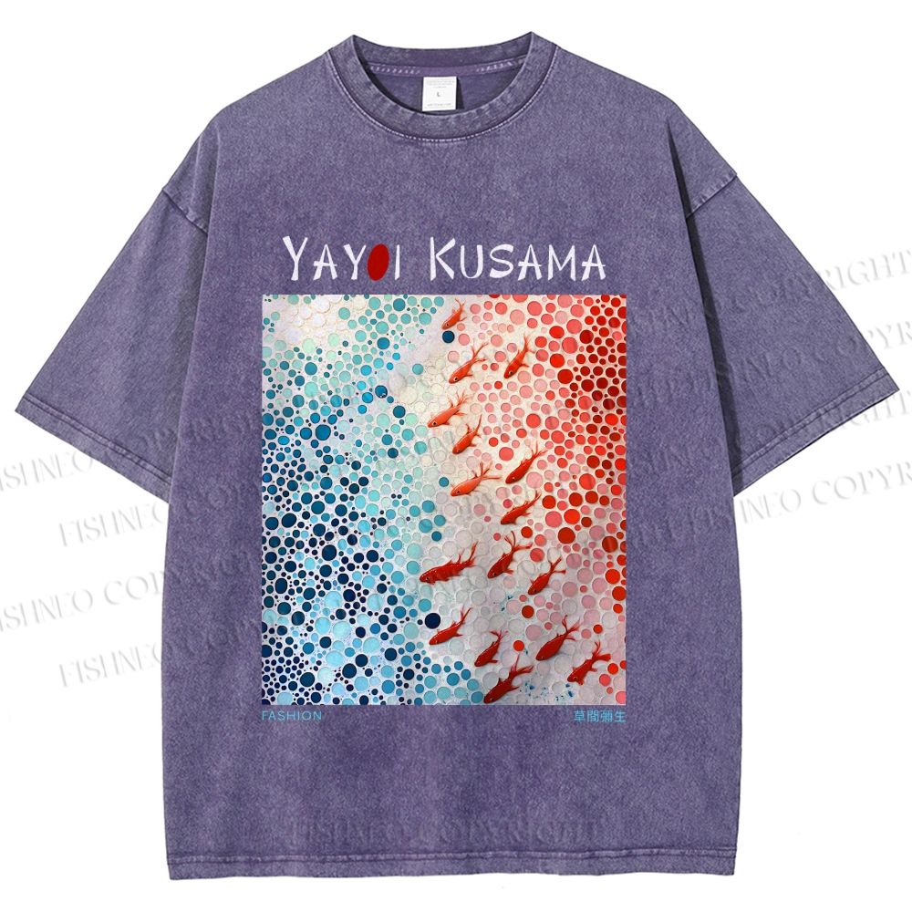 Unisex Yayoi Kusama Goldfish Printed Washed Tee