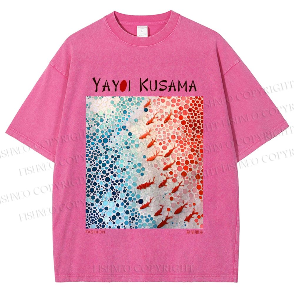 Unisex Yayoi Kusama Goldfish Printed Washed Tee