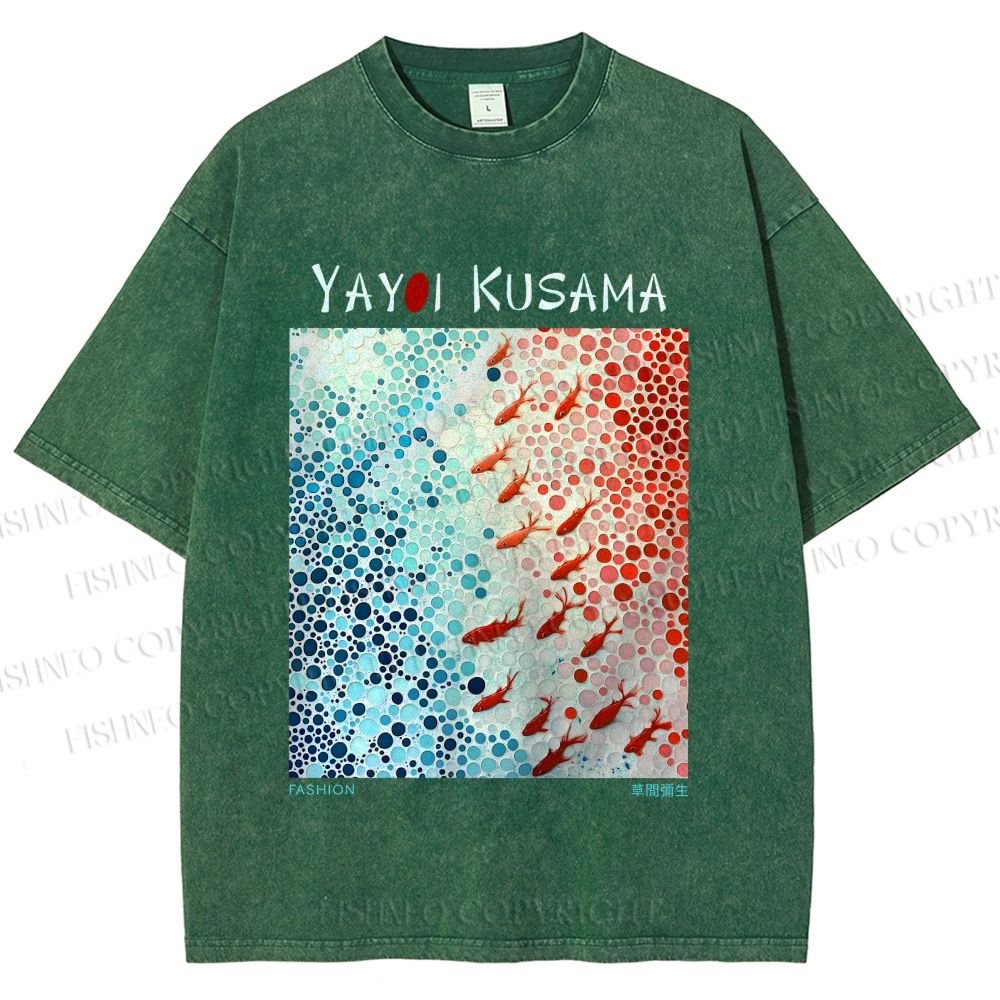 Unisex Yayoi Kusama Goldfish Printed Washed Tee