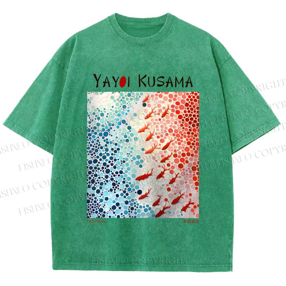 Unisex Yayoi Kusama Goldfish Printed Washed Tee