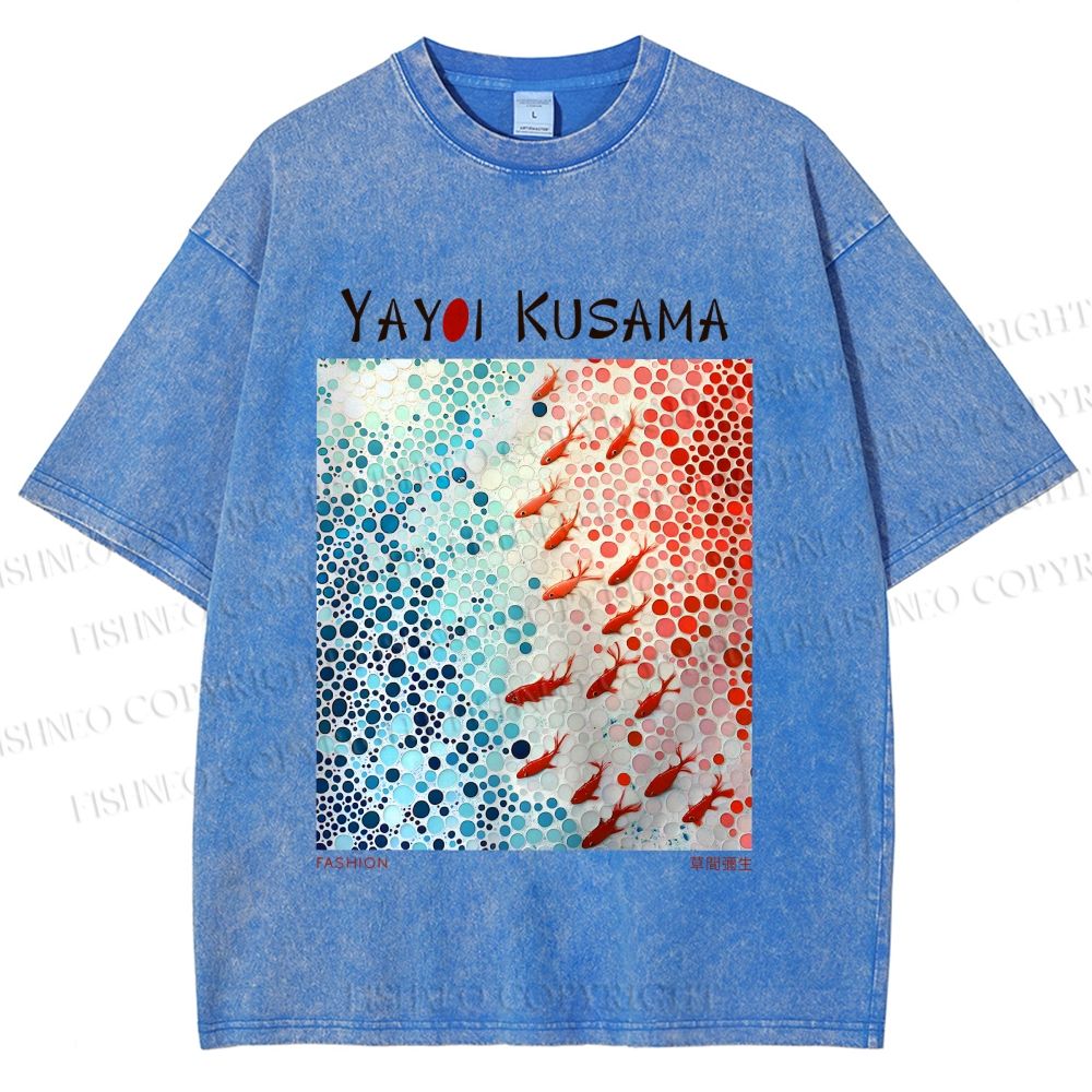 Unisex Yayoi Kusama Goldfish Printed Washed Tee