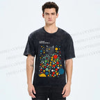 Unisex Yayoi Kusama Polka Dot Cat Printed Washed Tee