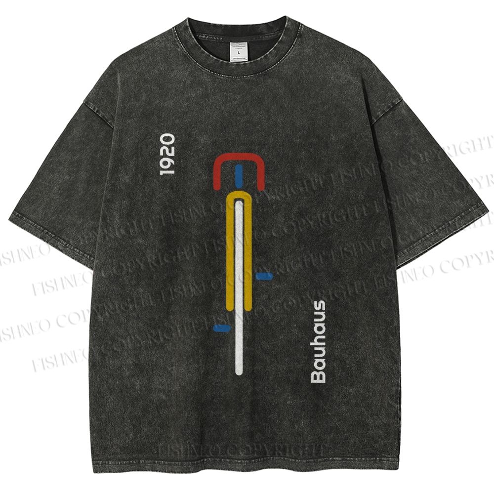 Unisex Bauhaus Bicycle Poster Printed Washed Tee