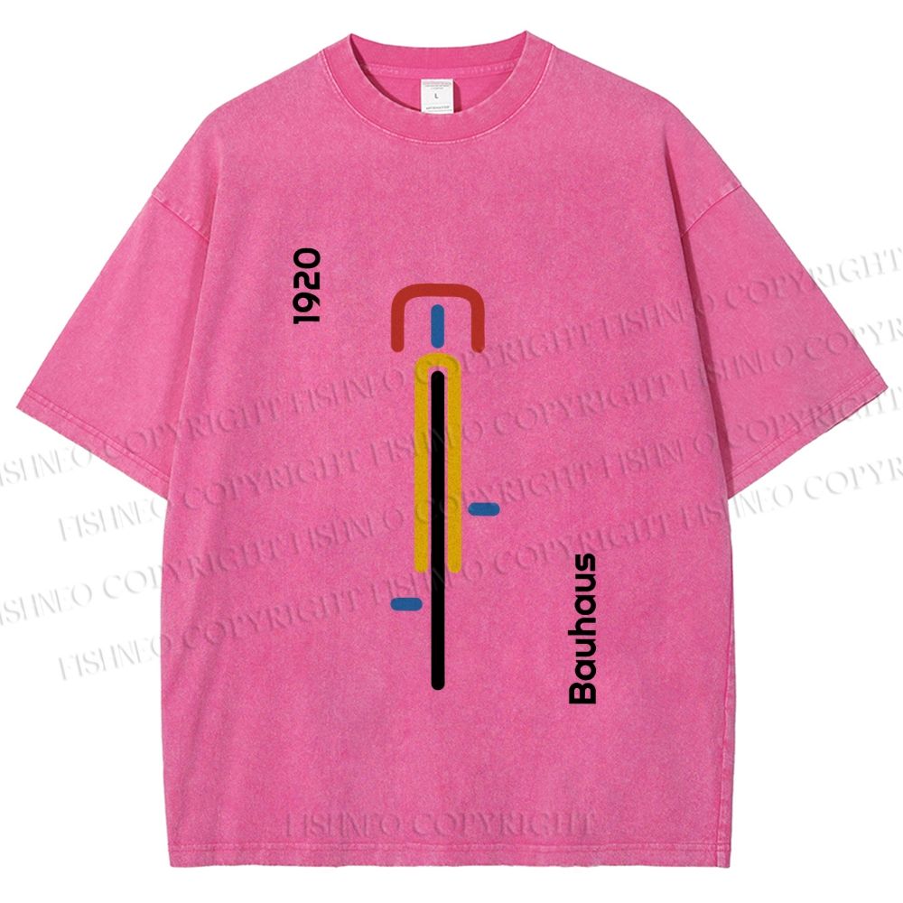 Unisex Bauhaus Bicycle Poster Printed Washed Tee