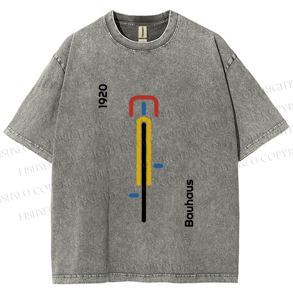 Unisex Bauhaus Bicycle Poster Printed Washed Tee