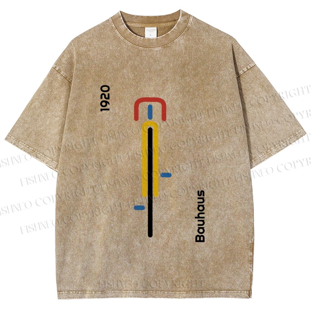 Unisex Bauhaus Bicycle Poster Printed Washed Tee