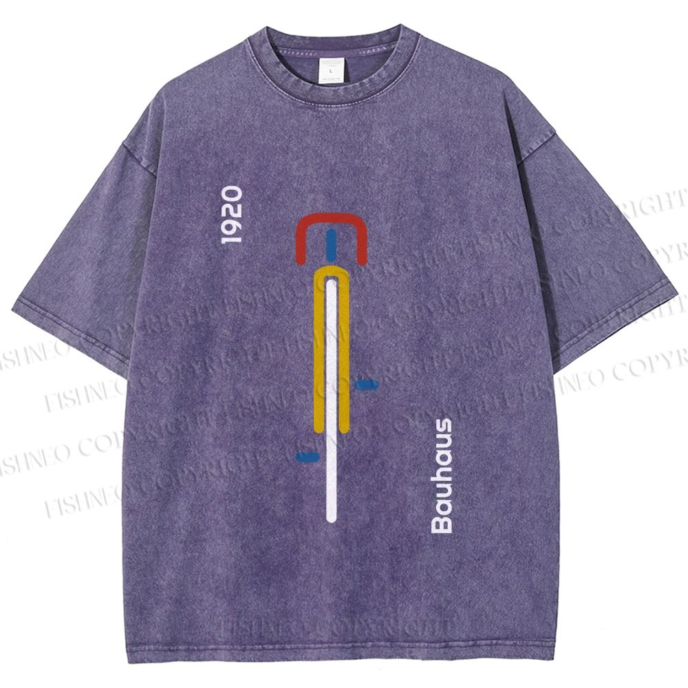 Unisex Bauhaus Bicycle Poster Printed Washed Tee