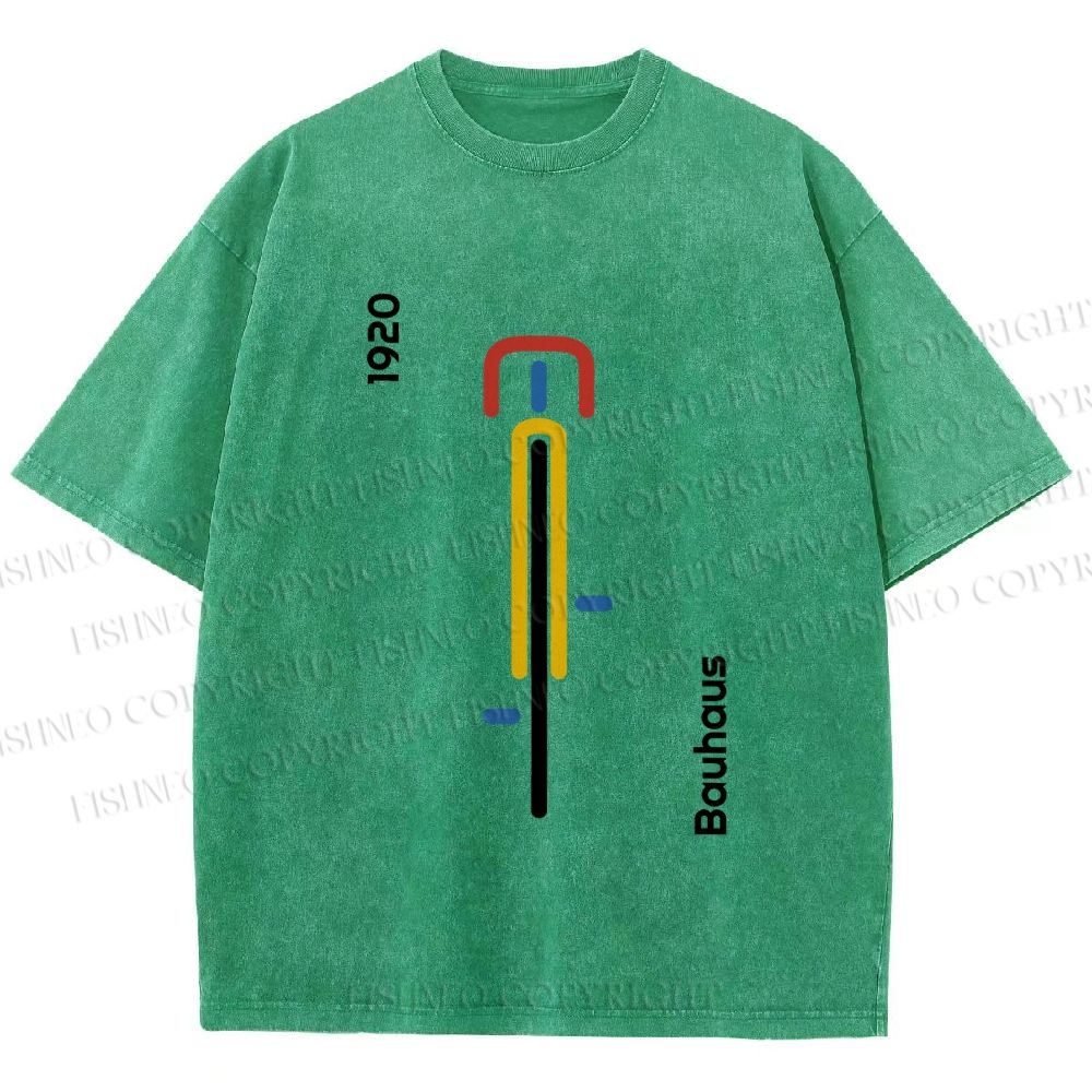 Unisex Bauhaus Bicycle Poster Printed Washed Tee