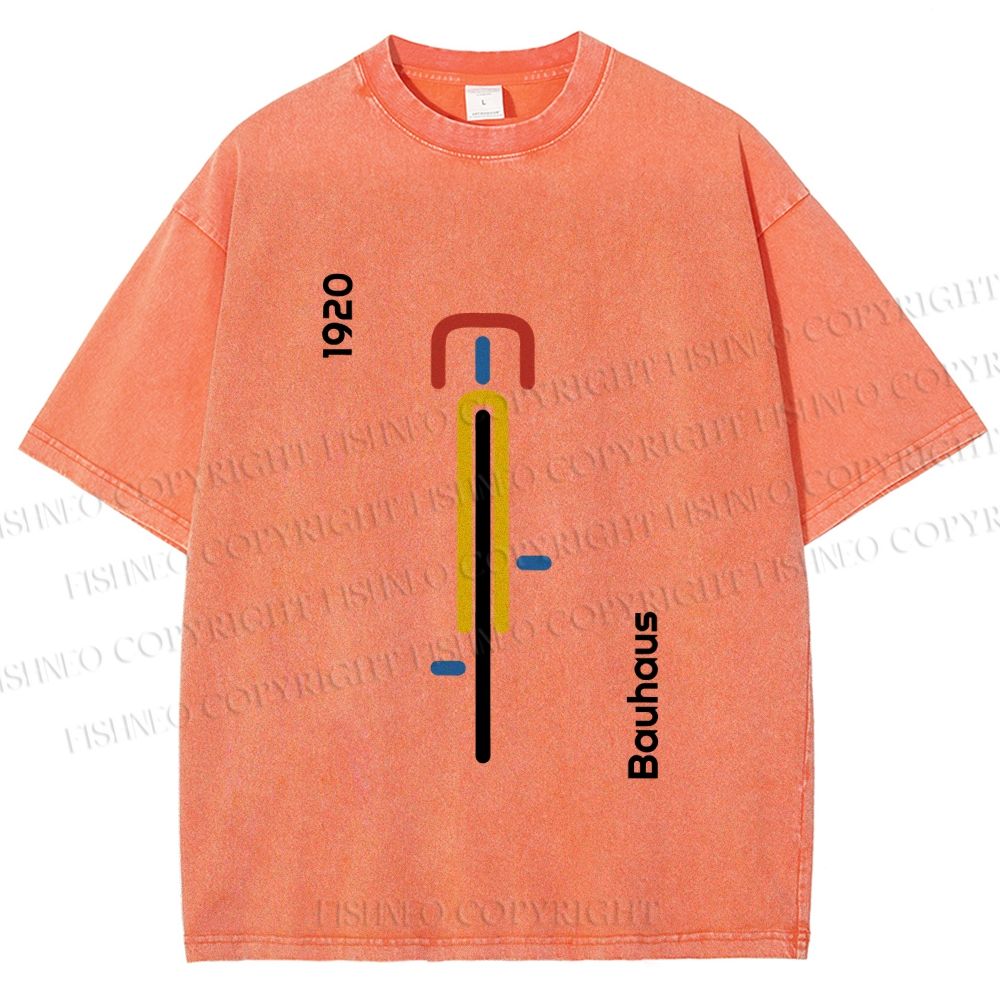 Unisex Bauhaus Bicycle Poster Printed Washed Tee