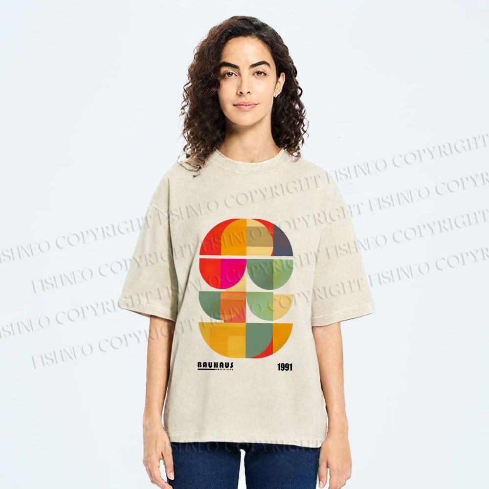 Unisex Bauhaus Mid Century' Posters Printed Washed Tee