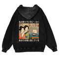 Cat Vintage Washed Cotton Back Art Hoodie