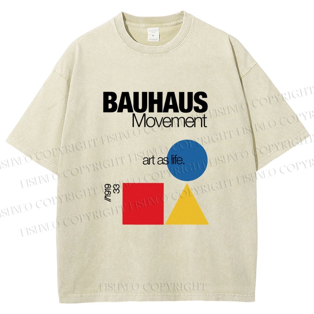 Unisex Bauhaus Movement Art As Life Printed Washed Tee