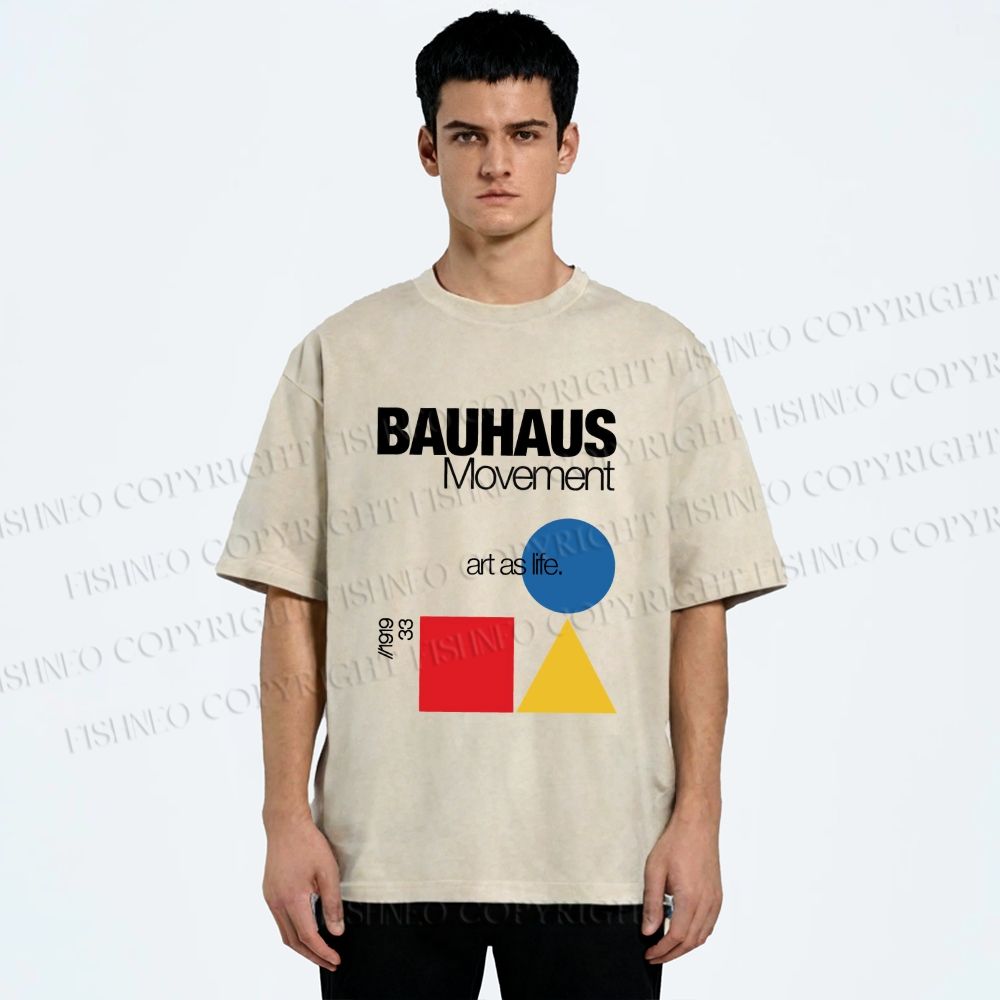 Unisex Bauhaus Movement Art As Life Printed Washed Tee