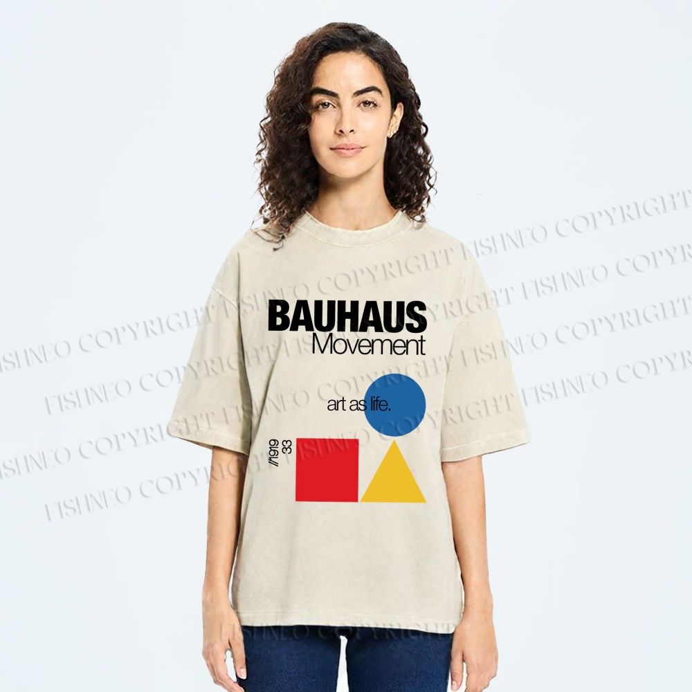 Unisex Bauhaus Movement Art As Life Printed Washed Tee
