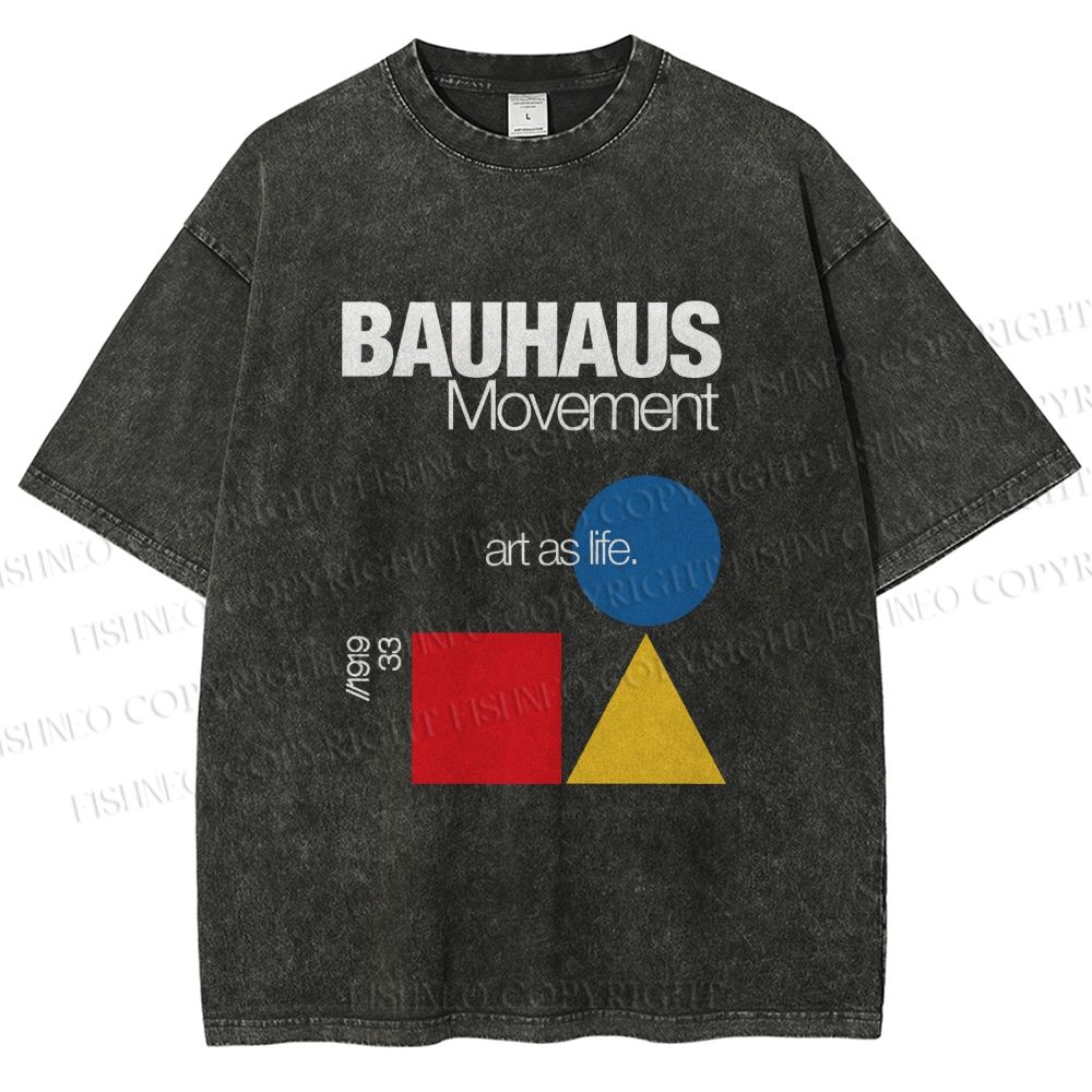 Unisex Bauhaus Movement Art As Life Printed Washed Tee