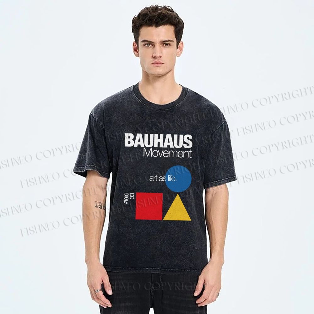 Unisex Bauhaus Movement Art As Life Printed Washed Tee