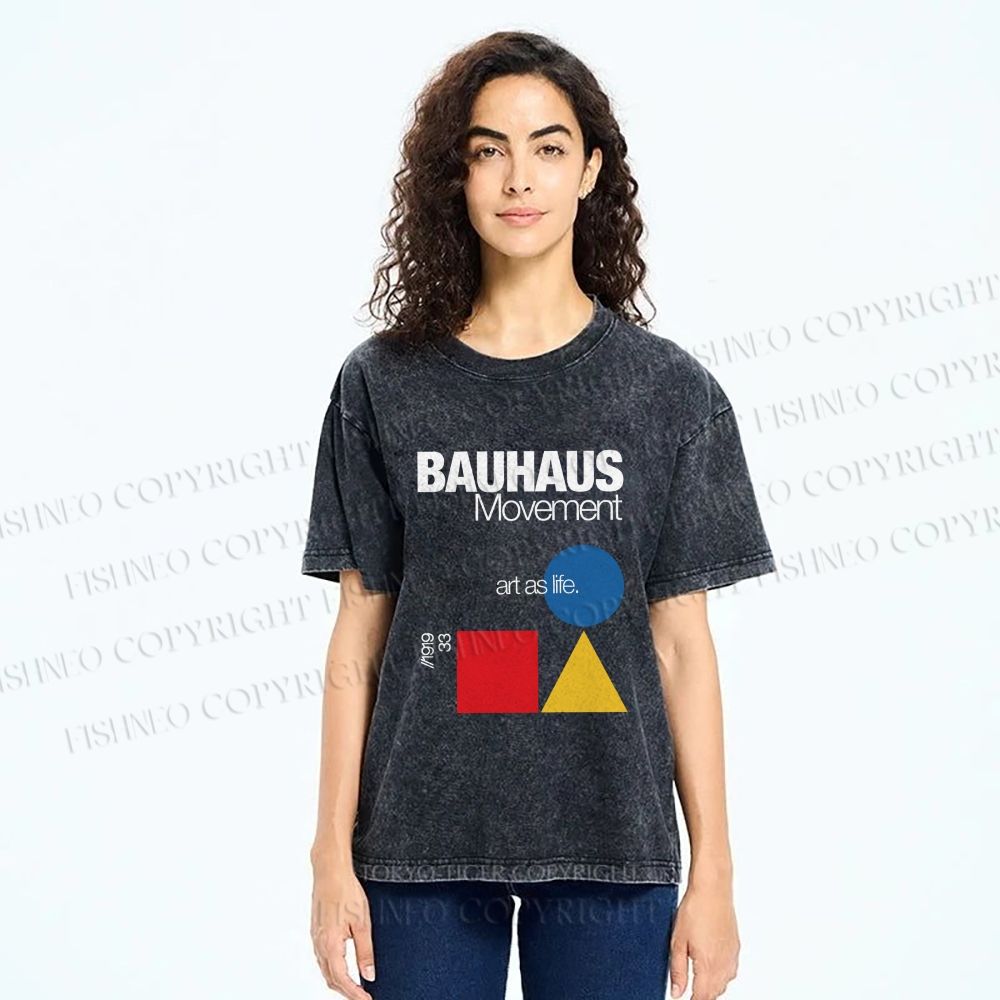 Unisex Bauhaus Movement Art As Life Printed Washed Tee