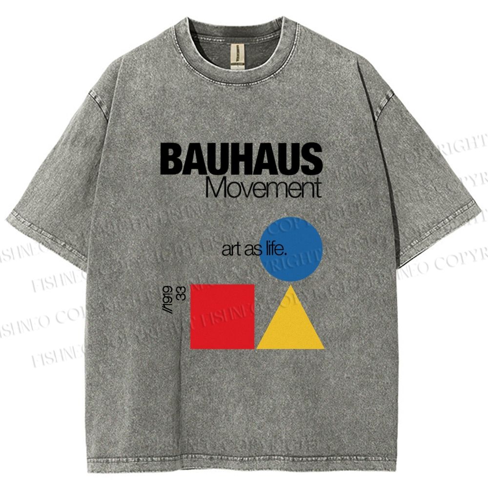 Unisex Bauhaus Movement Art As Life Printed Washed Tee