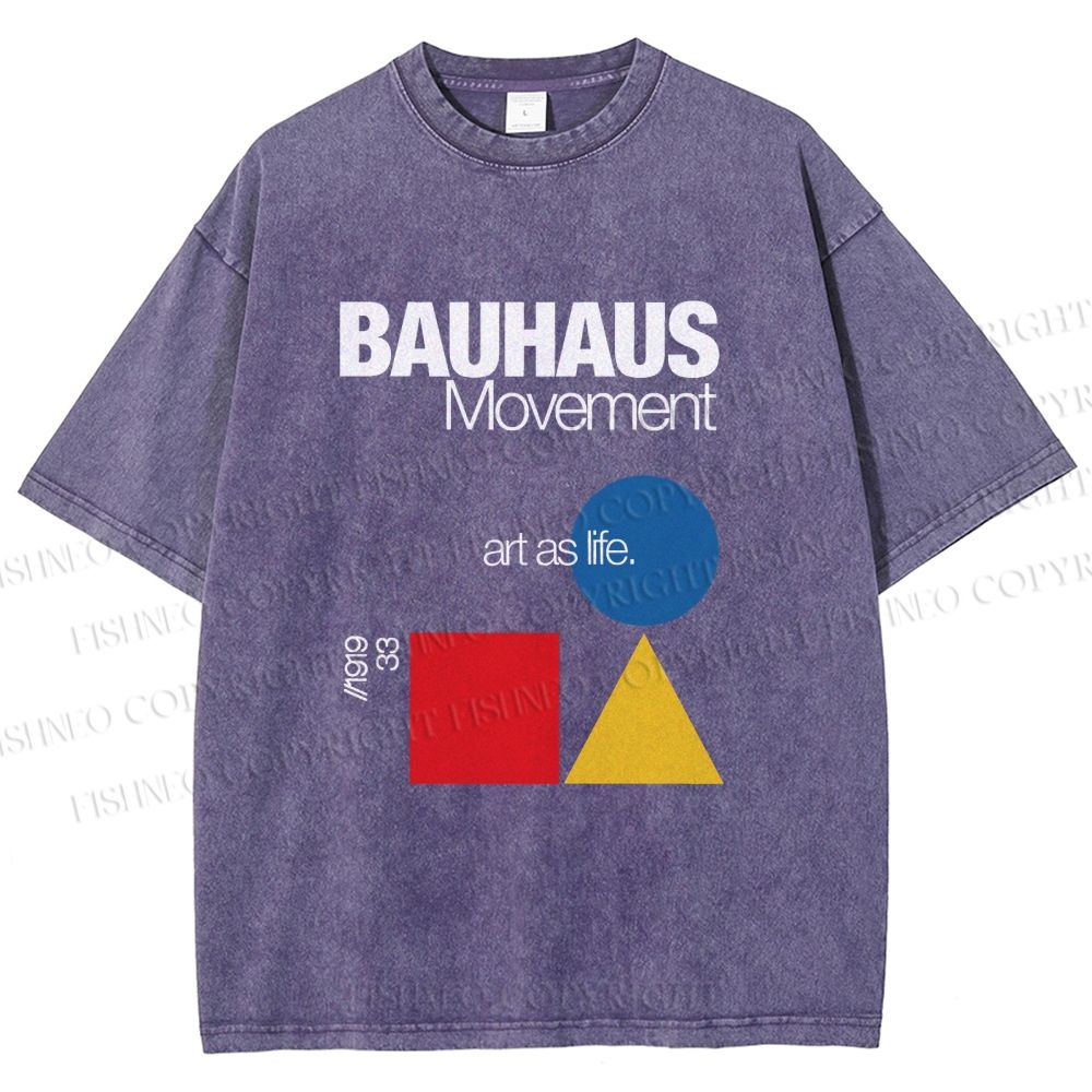 Unisex Bauhaus Movement Art As Life Printed Washed Tee