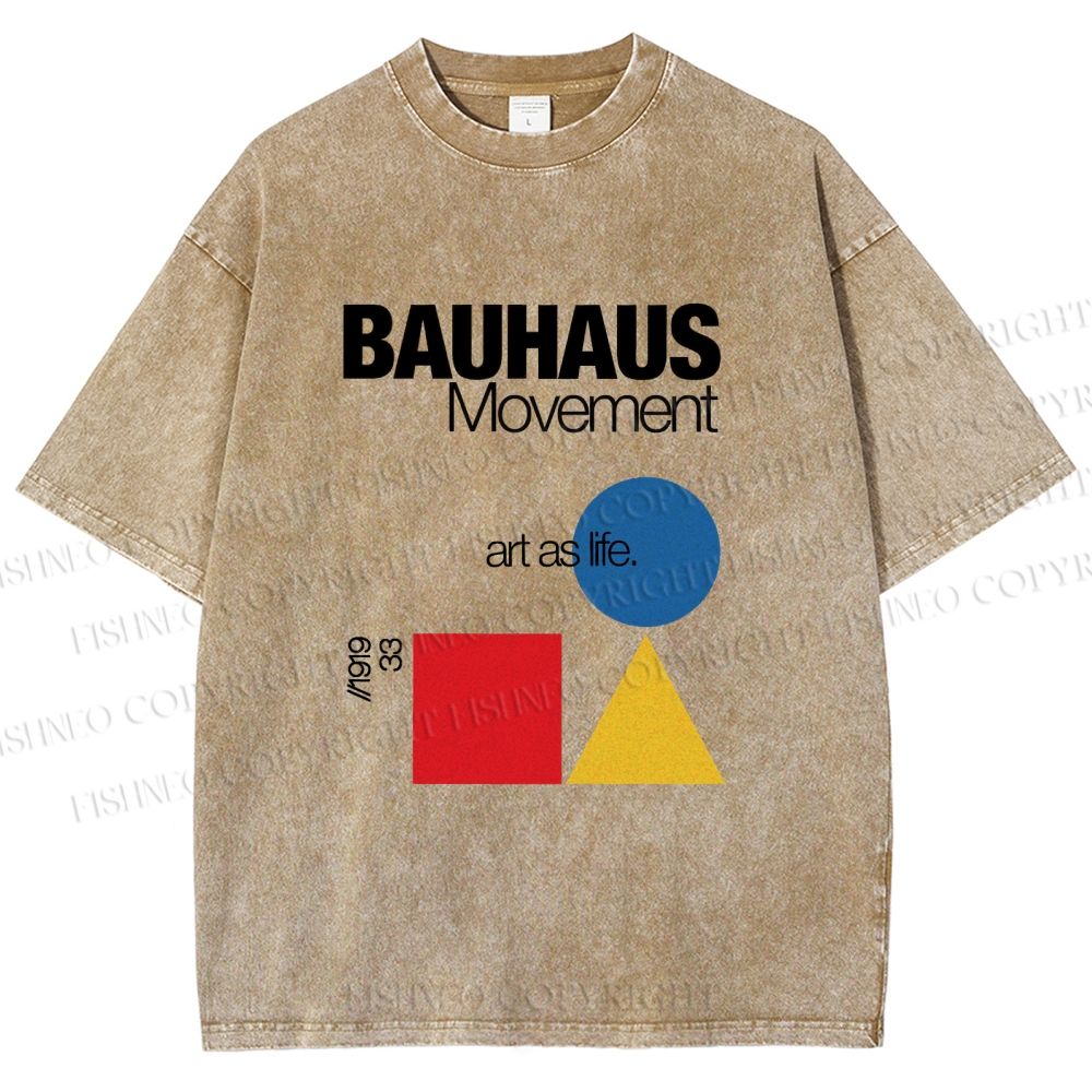 Unisex Bauhaus Movement Art As Life Printed Washed Tee