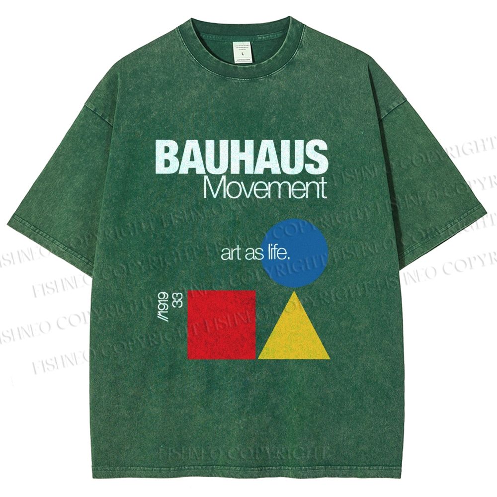 Unisex Bauhaus Movement Art As Life Printed Washed Tee