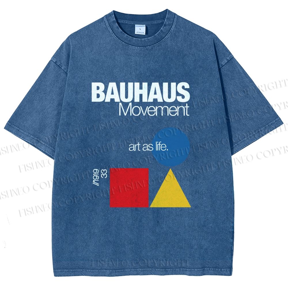 Unisex Bauhaus Movement Art As Life Printed Washed Tee